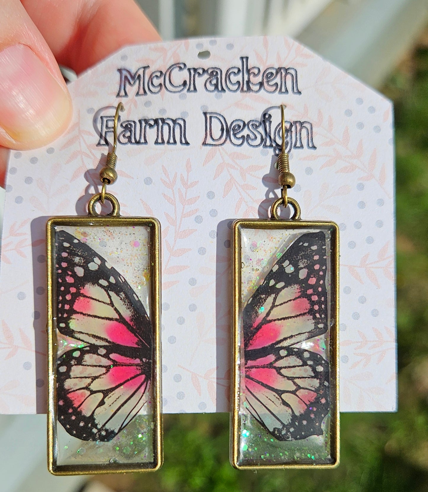 Rectangle black & pink butterfly