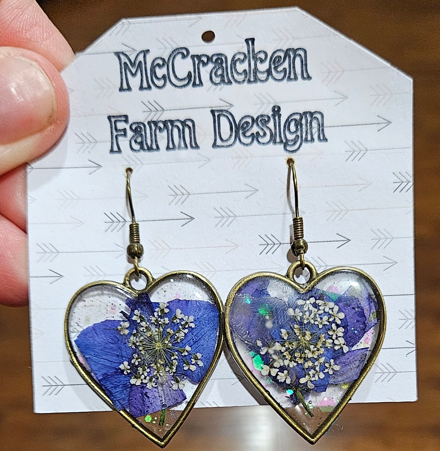 Heart framed flowers in resin