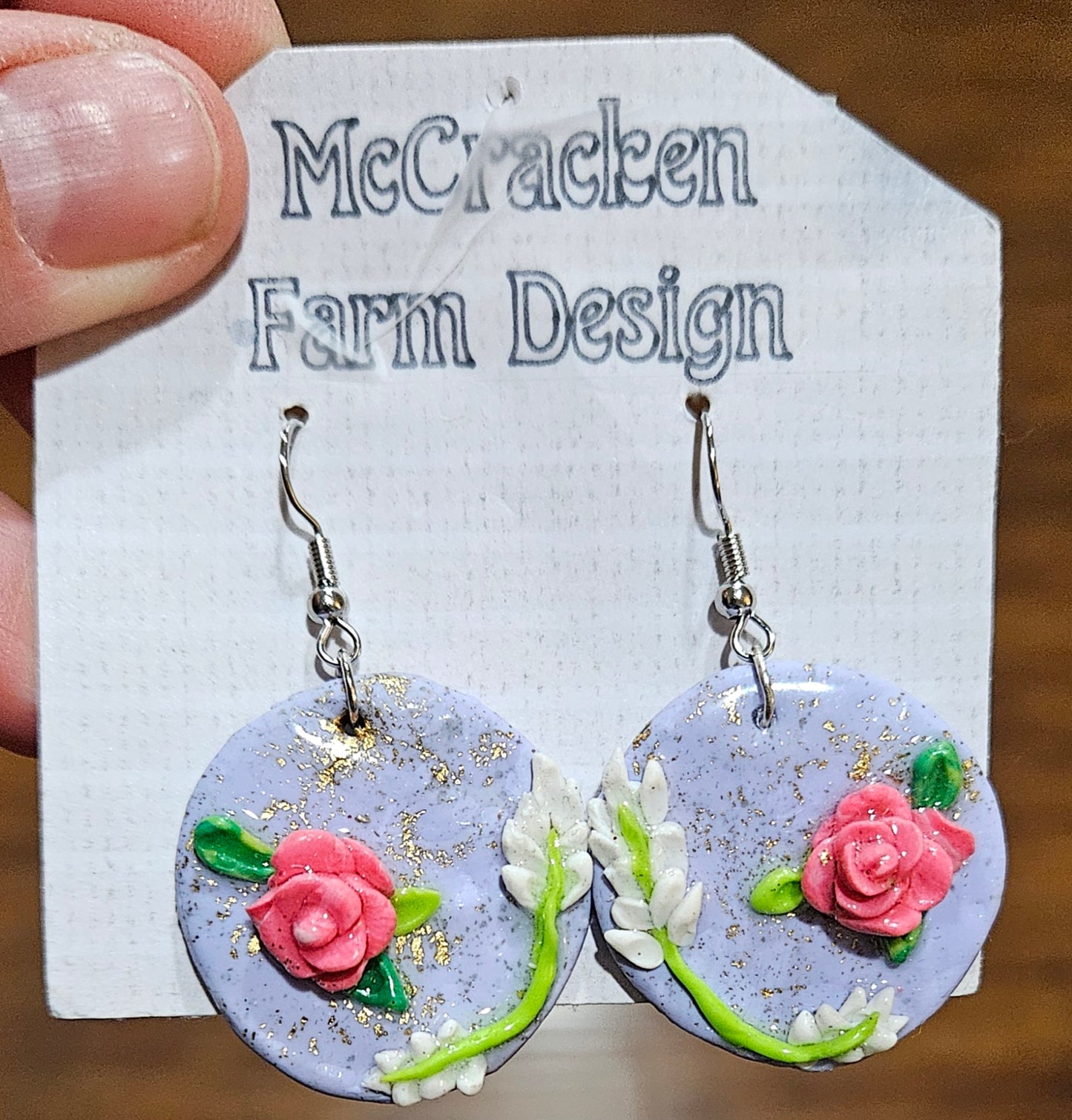 Free-hand floral clay earrings