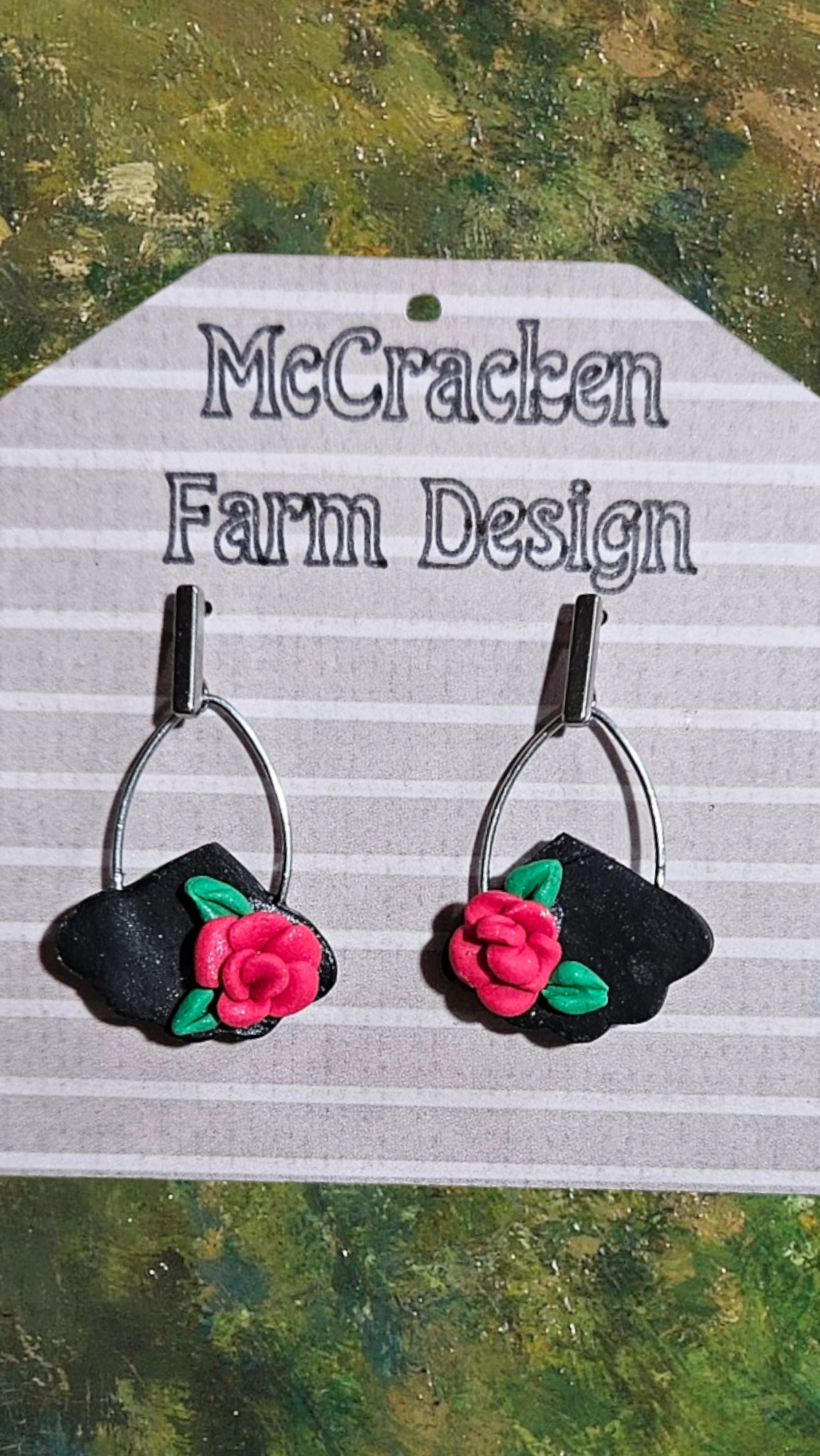 Black rose metal dangles