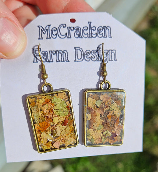 Rectangle leaf confetti earrings