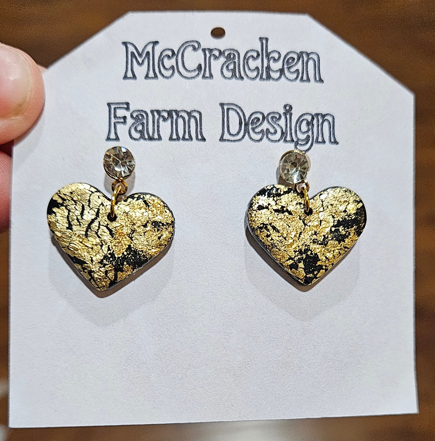 Black and gold clay hearts