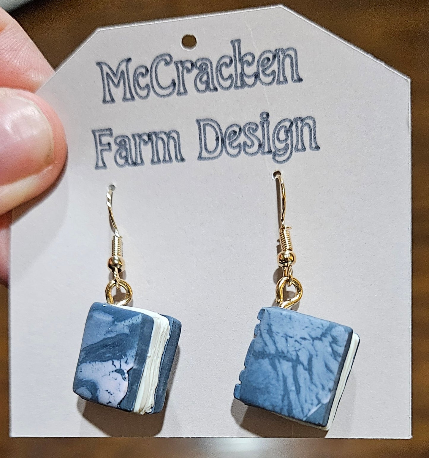 Blue marbled clay books