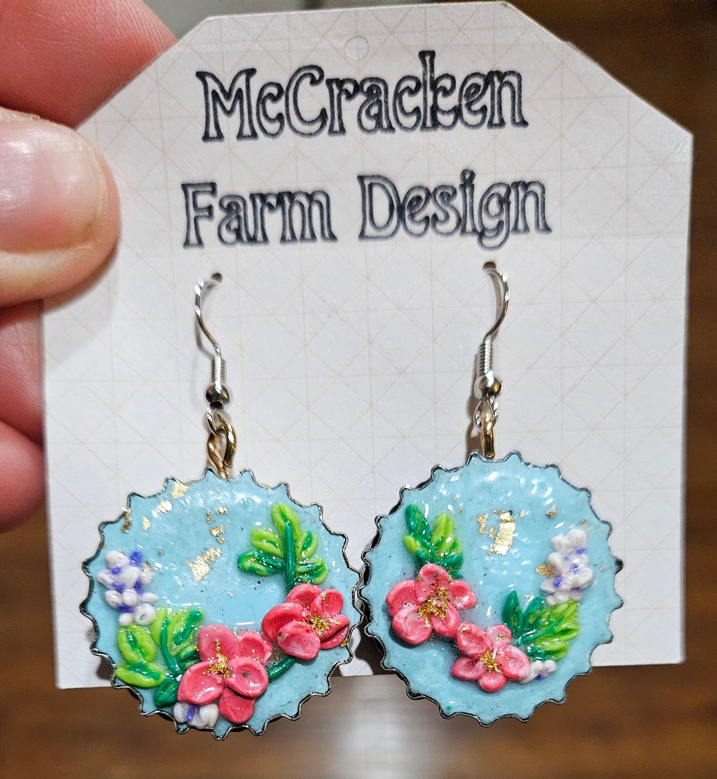 Clay bottle-cap earrings