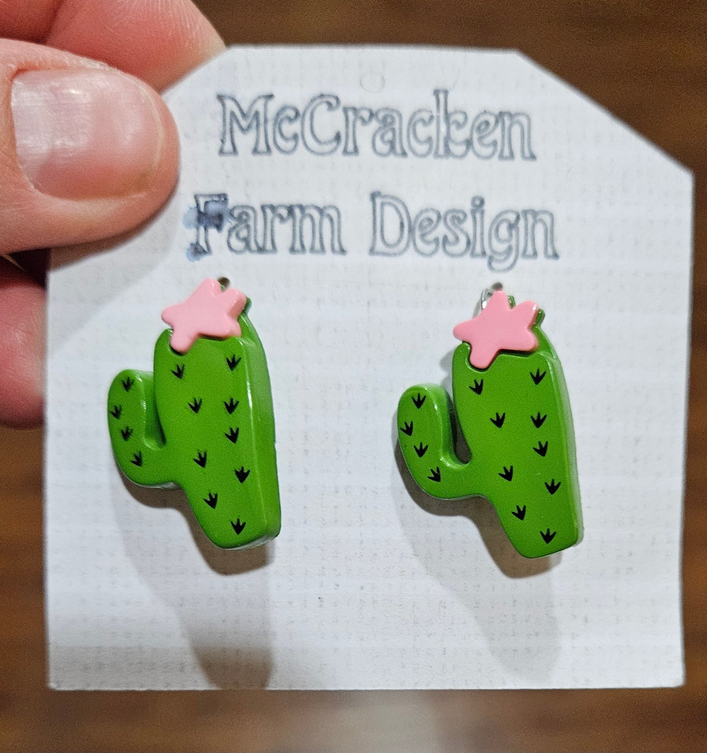 Cactus button earrings
