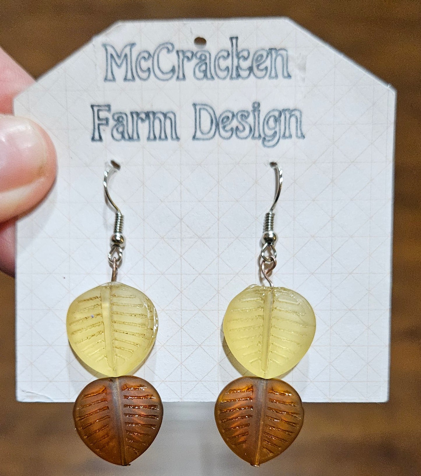 Glass leaf earrings