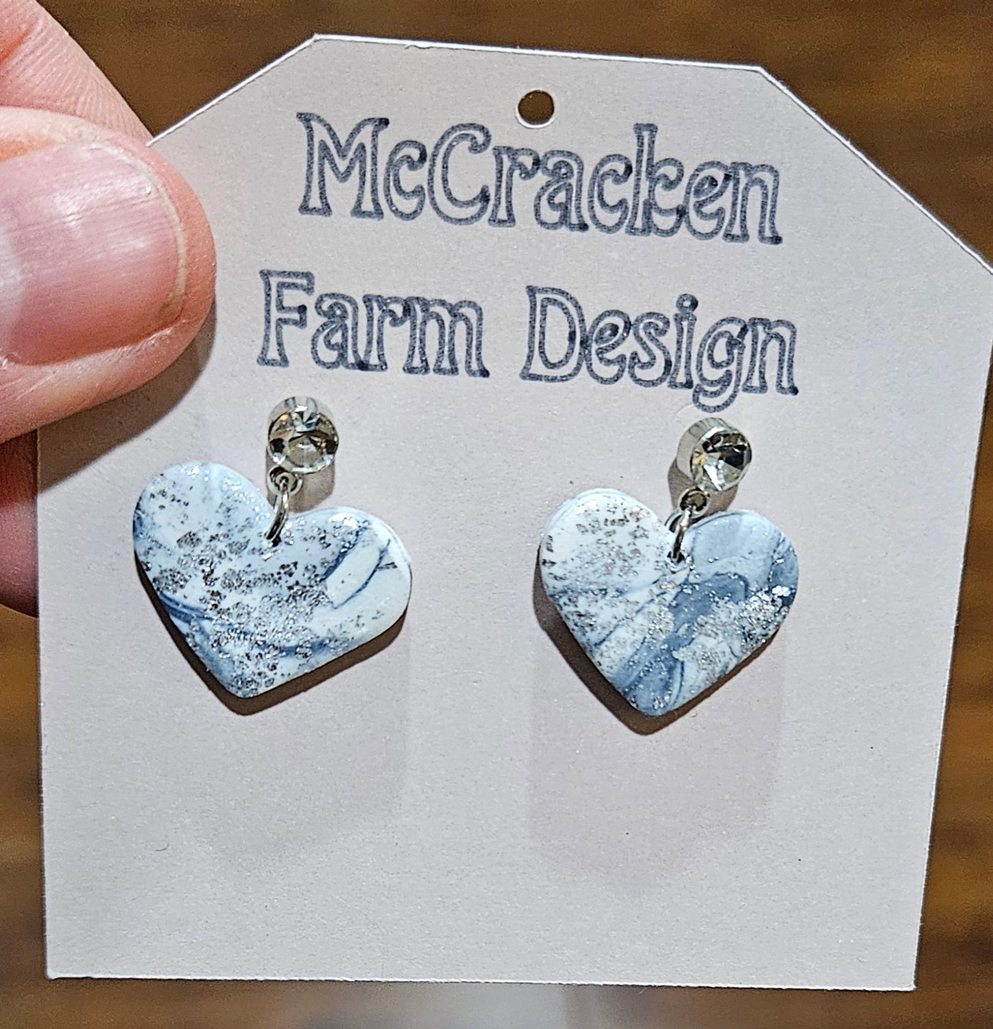 Marble & silver clay heart