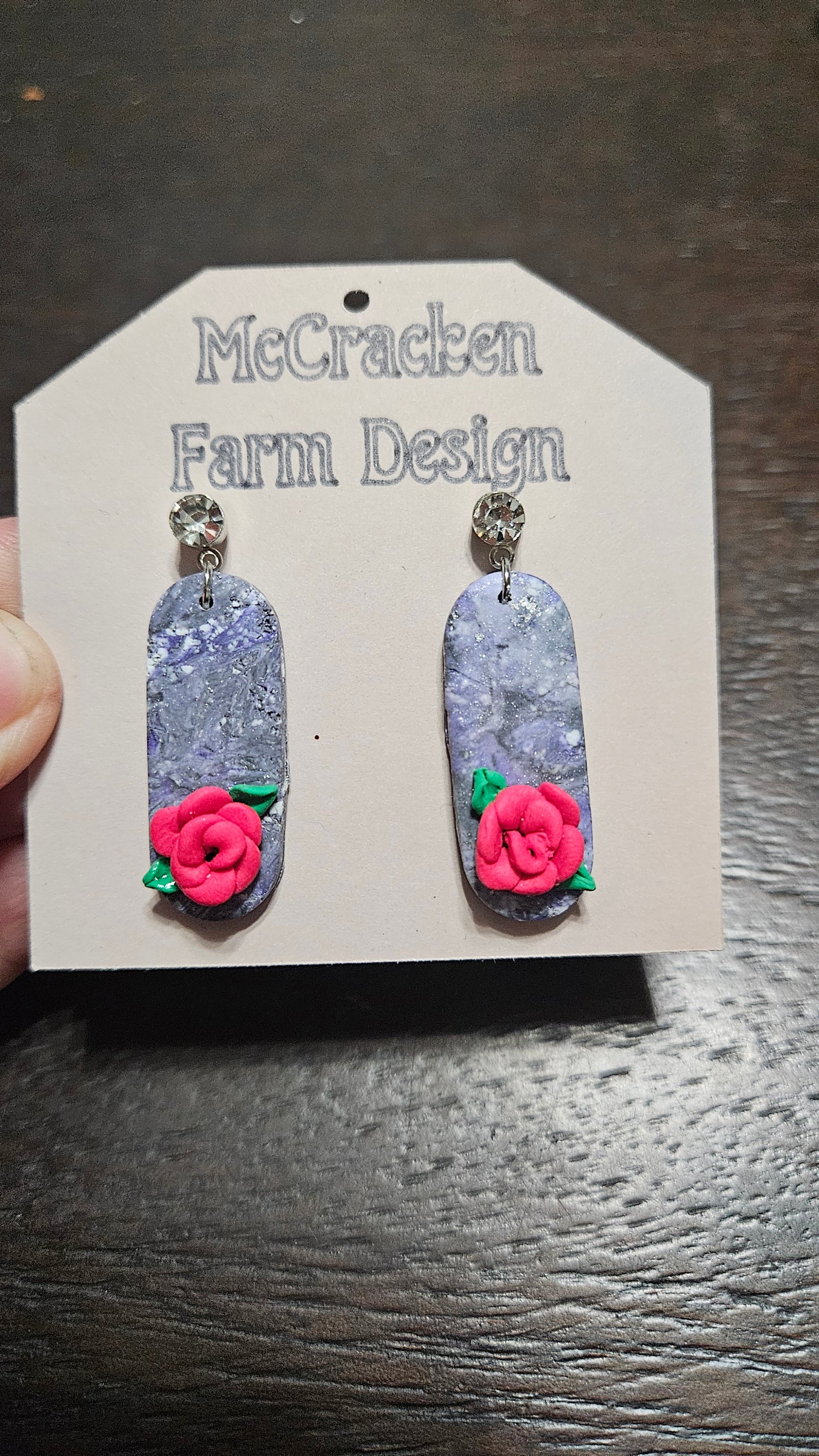 Rose gray silver earrings