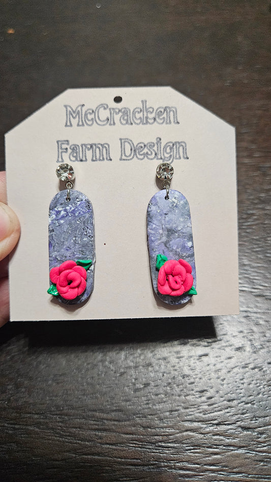 Rose gray silver earrings