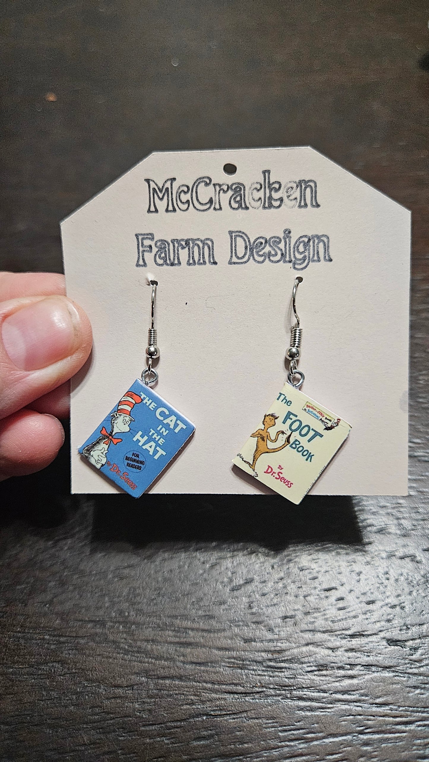 Mini book earrings: Dr Seuss