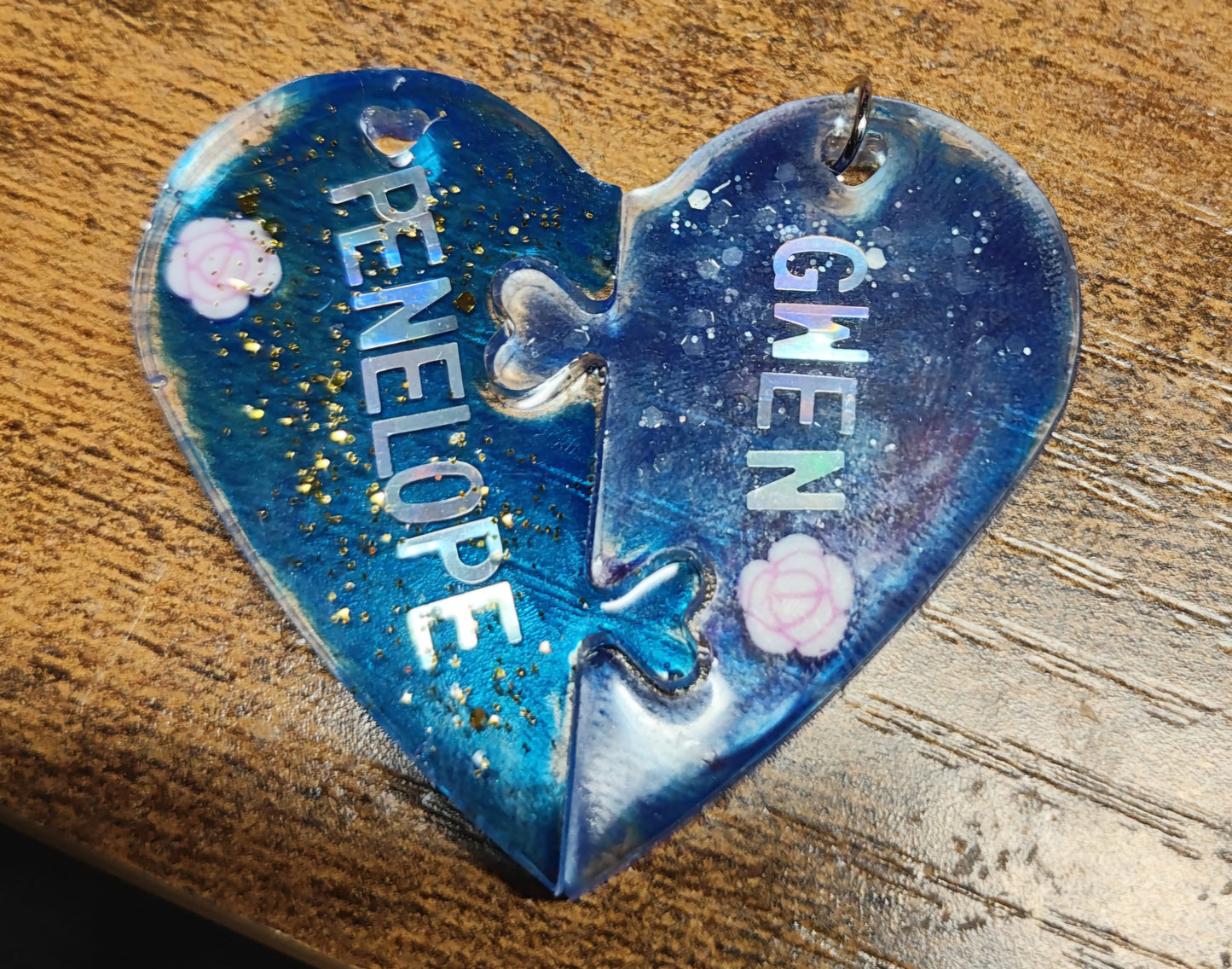 Puzzel heart Keychains or Necklaces