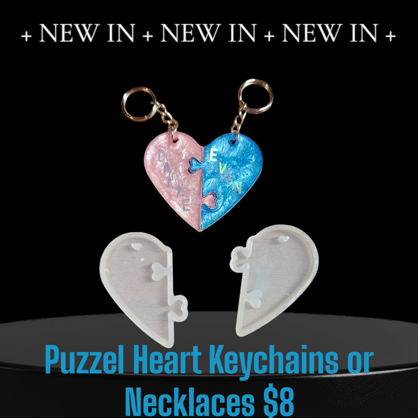 Puzzel heart Keychains or Necklaces