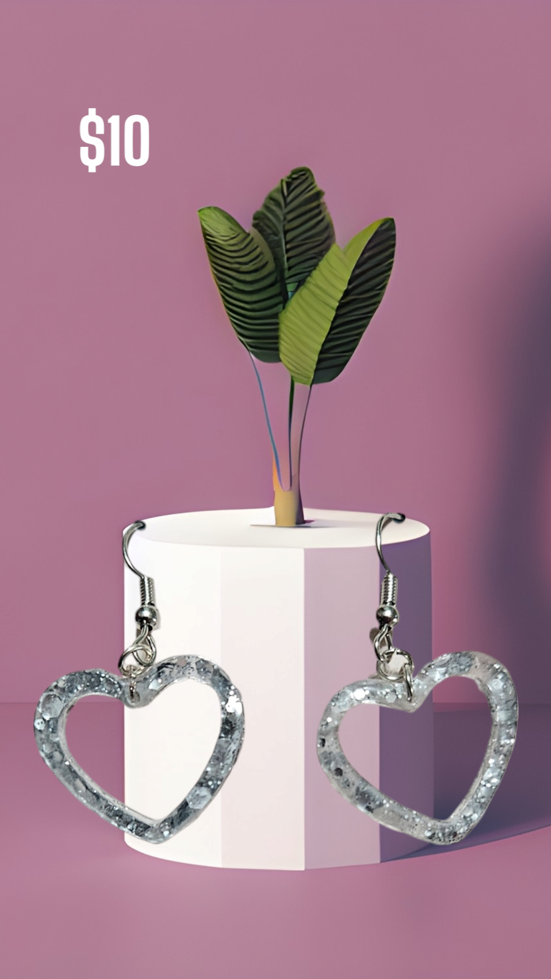 Silver dangle hearts