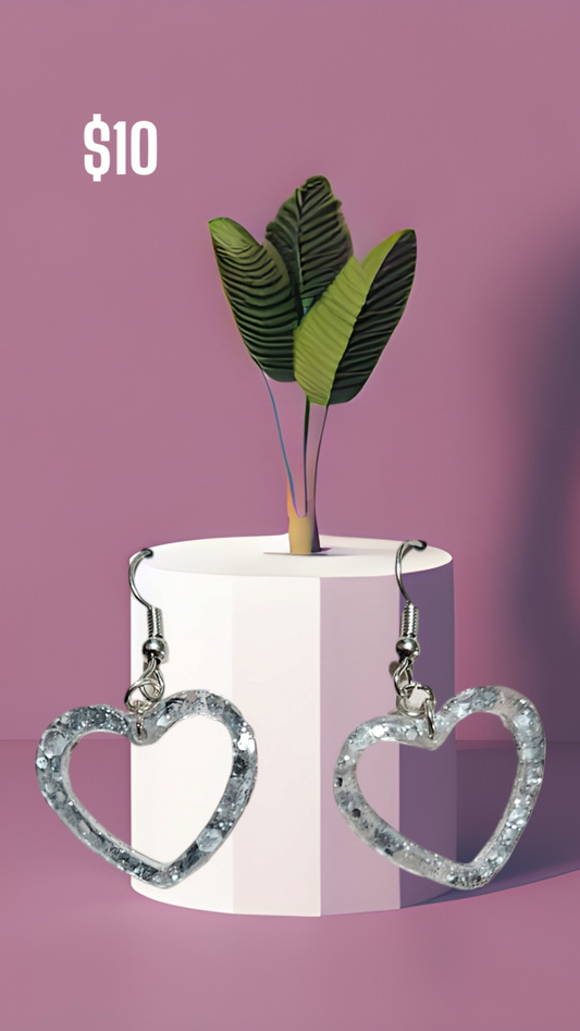 Silver dangle hearts